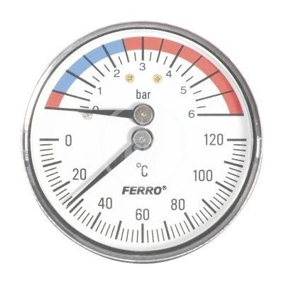 NOVASERVIS Termomanometr 1/2" axiální 0-6 bar, 0-120°C TM63A