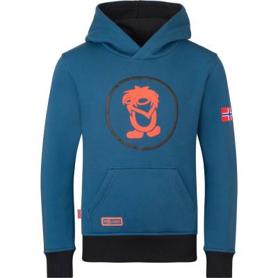TROLLKIDS Детски суичър Trollkids Kid's Troll Sweater Hoodie - Nordic Blue / Black / Flame Orange - размер 116 (EU) (704-2046-2015)