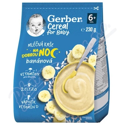 GERBER Cereal mléčná kaše banánová Dobrou noc 230 g – Zbozi.Blesk.cz