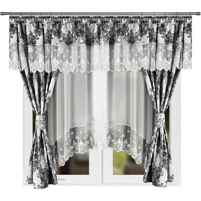BytoTex Sada záclon se závěsem BT672 šedá, 400x150 cm