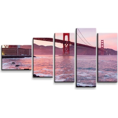 Sablio Obraz - 5-dílný Golden Gate - 100x60 cm