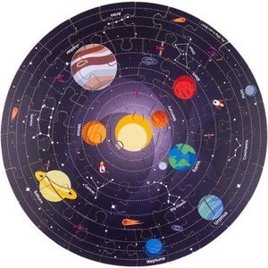 Bigjigs Toys Дървен кръгъл пъзел Bigjigs - Слънчевата система, 50 части (33004) - ozone