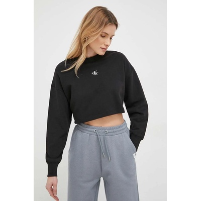 Calvin Klein Памучен суичър Calvin Klein Jeans в черно с изчистен дизайн (J20J220705.PPYX)