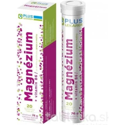 Plus Lekáreň Magnézium + vitamín B6 grep malina 20 šumivých tabliet