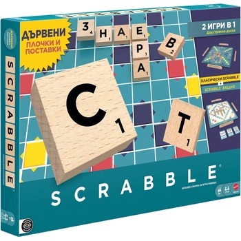Mattel Настолна игра 2 в 1: Дървен Скрабъл - Семейна (jlj71)