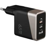 Aten Essentials мрежово зарядно устройство, 3 порта, 65 W, 2x USB-C, 1x USB-A, GaN, черно (UP365)