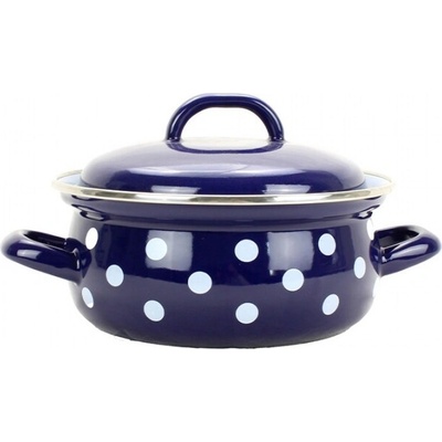 BELIS Smaltovaný kastról s pokrievkou 16 cm – 1,4 l – PUNTÍK modrý - 52216-160DAE05