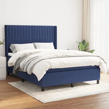 vidaXL Боксспринг легло с матрак, синьо, 140x200 см, плат (3131599)