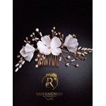 Radi handmade Гребенче за коса с бели цветя и кристали (542)