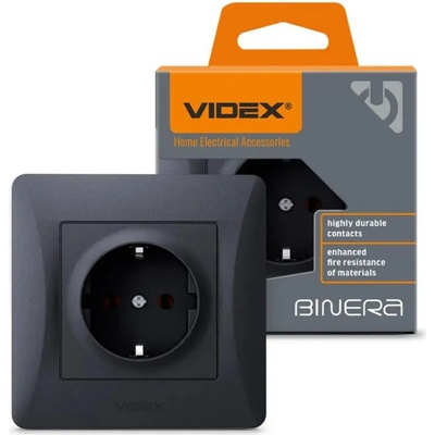 Videx КОНТАКТ ШУКО vf-bnsk1g-bg 16А binera videx - ГРАФИТ (4820118295008)
