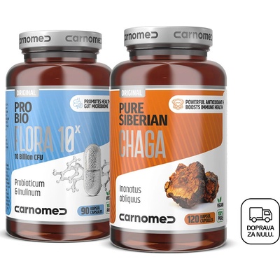 CarnoMed PROBIO FLORA 10¹⁰ CFU 90 kapsúl + Pure Siberian CHAGA 500mg 120 kapsúl