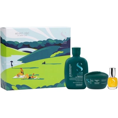 ALFAPARF Milano Semi di Lino Reconstruction Holiday Kit подаръчен комплект за увредена коса 3 бр