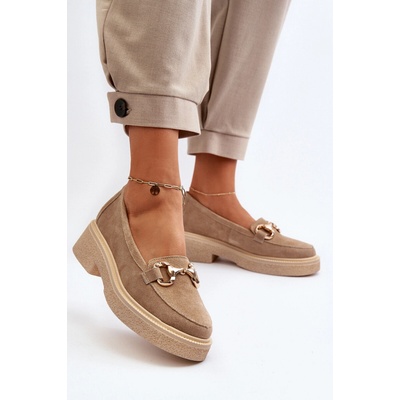 Zazoo 3429 Semišové Dámské Mokasíny S Ozdobou Beige