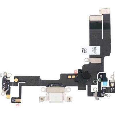 Flex kábel nabíjania iPhone 14 - nabíjací konektor, mikrofón Farba: Biela - strieborná