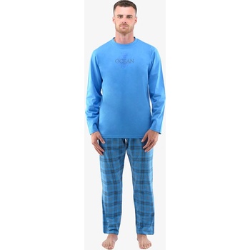 Gina 79135 pánské pyžamo dlouhé modré