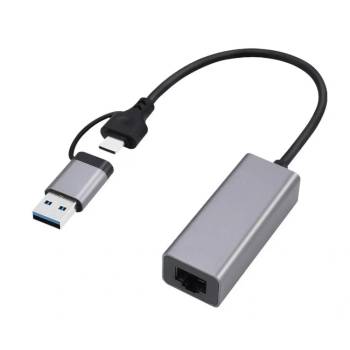 Gembird A-USB3AC-LAN-01 USB 3.1 + тип-C Gigabit мрежов адаптер, космически сив (A-USB3AC-LAN-01)