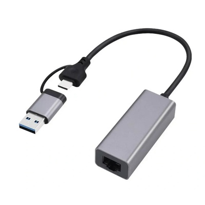 Gembird A-USB3AC-LAN-01 USB 3.1 + тип-C Gigabit мрежов адаптер, космически сив (A-USB3AC-LAN-01)