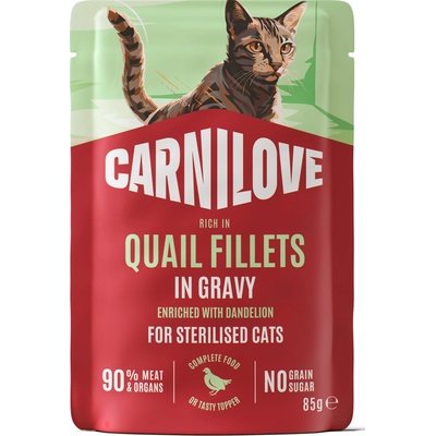 CARNILOVE Cat POUCH GRAVY rich in Quail enriched with Dandelion Sterilised 85 g