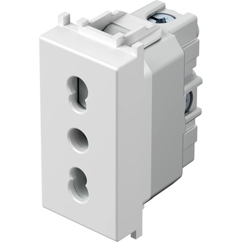 TEM Контакт италиански стандарт 2P+E 16A 1M, цвят Бял гланц, Modul - VM30PW (VM30PW)