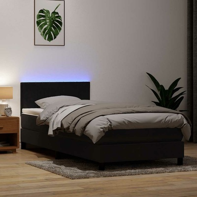 vidaXL Boxspring postel s matrací a LED černá samet