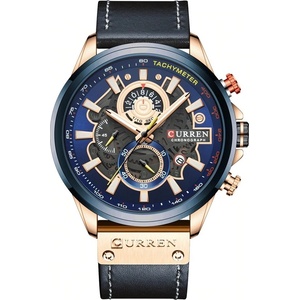 Curren Мъжки часовник Curren Sorrex, Естествена кожа, Син/Златист (CURREN-8380-BLUE-GOLD) Часовници