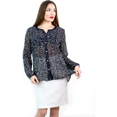 mar. fashion Дамска тъмно синя риза на бели точки (02225-52a-02)