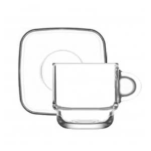Lav - Комплект стъклени чаши за кафе с чинийки 91мл - 6бр. COZY S1 (0158118)