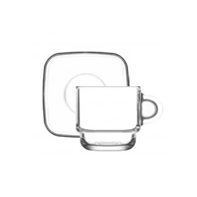 Lav - Комплект стъклени чаши за кафе с чинийки 91мл - 6бр. COZY S1 (0158118)