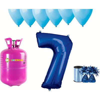 HeliumKing Helium párty set na 7. narozeniny s modrými balónky