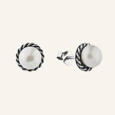 SilveAmo Stříbrné náušnice puzety Pearl Lace C5G2078