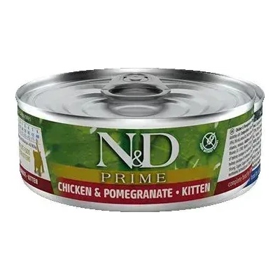 N&D Prime Cat Chicken & Pomegranate Kitten мокра храна за подрастващи котенца, бременни или кърмещи котки, с пиле и нар 70gr