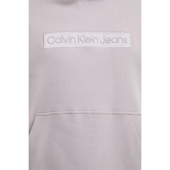 Calvin Klein Памучен суичър Calvin Klein Jeans в сиво с качулка с апликация J30J326147 (J30J326147)