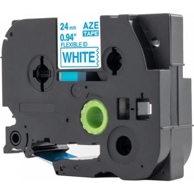 Compatible Съвместима лента с Brother TZ-FX253 / TZe-FX253, 24mm x 8m, гъвкави, син шрифт / бял фон (TZe-FX253)