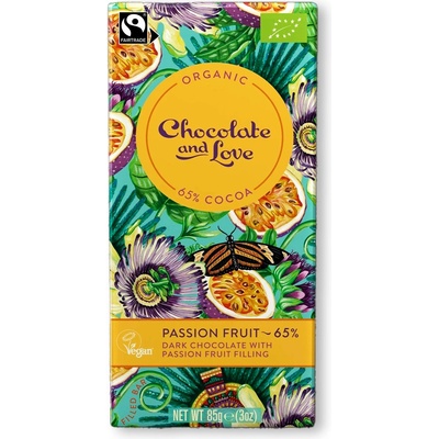 Chocolate and Love 65% hořká passion fruit vegan bio 80 g