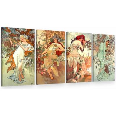 Obraz na plátne ŠTYRI ROČNÉ OBDOBIA – Alfons Mucha - 150x70 cm