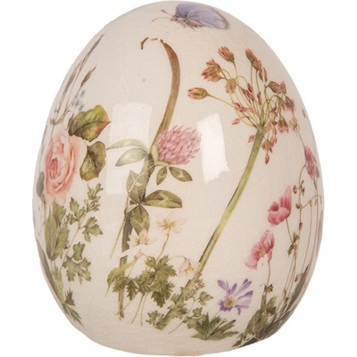 Keramické dekorační vajíčko s lučními květy Flowers of Love S Ø 7*9 cm – Zboží Dáma