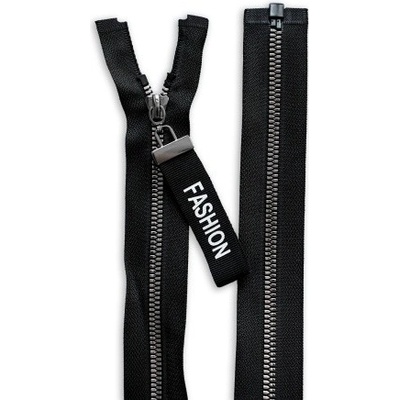 zip ČERNÝ SE STŘÍBRNÝMI ZOUBKY A OZDOBNÝM TAHÁČKEM "FASHION"
