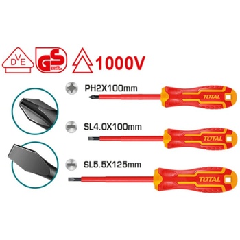 TOTAL Комплект отвертки VDE, TOTAL Industrial, 3 части (TL IND THTIS036)
