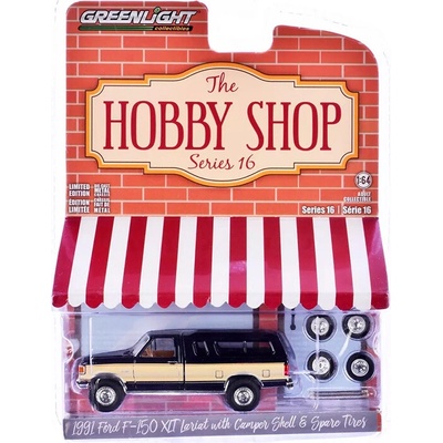 GreenLight Ford Fv150 XLT Lariant 1991 s Camper Shell a Rezervními Pneumatikami 1:64