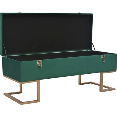 Vidaxl Lavice s úložným prostorem 105 cm zelená samet