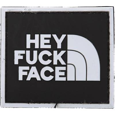 Gumová nášivka 101 Inc nápis Hey Fuck Face - čierna