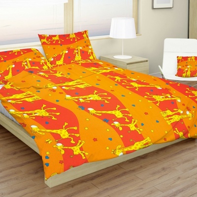 TiaHome obliečky Žirafky oranžové 130x90 cm 65x45 cm