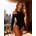 SuperLove Sexy Off-Shoulder Long Sleeve Form Fitting Bodysuit 82141 Black XL