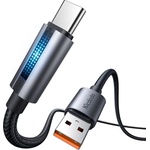 Mcdodo Кабел за данни - Mcdodo (CA-5180) - с дишаща светлина, USB-A → USB-C, 100W, 6A, 1.2m - Черен