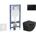 Geberit Duofix - Комплект за стенен монтаж, тоалетна Oudee и седалка с меко затваряне, бутон Sigma01, черен SANI11CA5508 (SANI11CA5508)