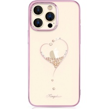 Pouzdro Kingxbar Wish Series silikonové s original Swarovski crystals na iPhone 14 PRO MAX růžové