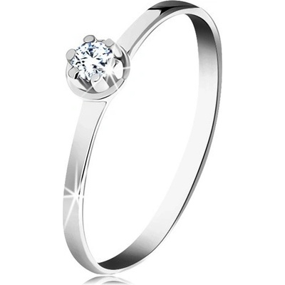 Šperky eshop zlatý prsten 585 čirý diamant ve vyvýšeném kulatém kotlíku bílé zlato BT153