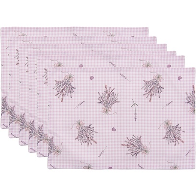Clayre & Eef Textilní prostírání Lavander Garden sada 6ks 48x33 cm
