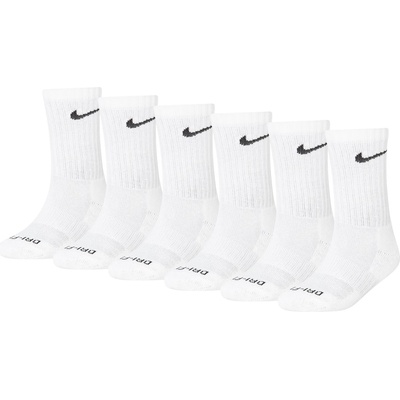 Nike Детски чорапи Nike 6Pk Dri-Fit Crew Sock Childs - White