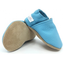 BaBice Kožené barefoot capáčky baby blue BA-121